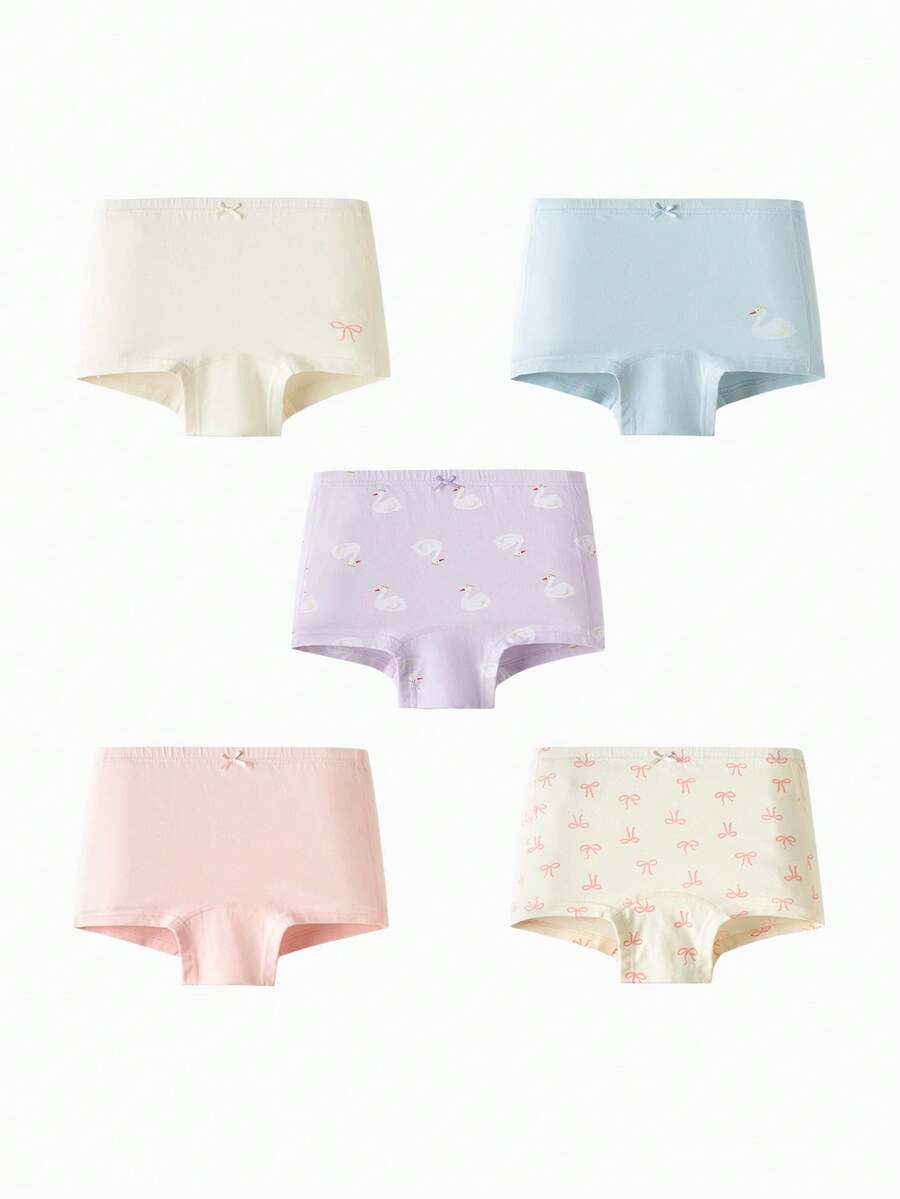 mini bala 5pcs Girls' Cotton Briefs, Breathable & Antibacterial, Soft & Skin-Friendly, No Rolling - Pink - View 1