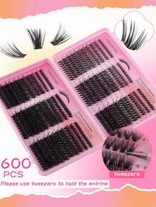 Este set incluye 600 piezas de pestañas postizas en racimo con forma de D, con un tutorial para principiantes incluido. Las pestañas postizas DIY segmentadas, densas y rizadas pueden agrandar los ojos, se sienten ligeras y cómodas, son reutilizables y tienen un diseño de pieza única de gran capacidad. La mezcla de pestañas suaves y naturales crea un efecto de maquillaje ocular estereoscópico 3D. Adecuado para DIY en casa, viajes, uso diario, así como para fiestas de noche, bodas y otras ocasiones. - Multicolor - Ver 14