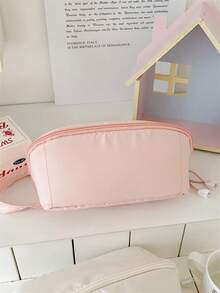 1 قطعة حقيبة مكياج نسائية مربعة ذات لون أحادي، فتحة سحاب كبيرة، من النايلون لتخزين مستحضرات التجميل، مع مقبض علوي، منظم مستحضرات التجميل للسفر، حقيبة مكياج محمولة للمدرسة والسفر والعطلات