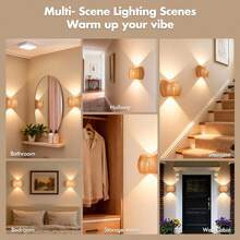 LED Smart Motion Sensor Wall Light, Wireless LED Wall Lamp, Battery Powered Night Light, Rotatable, Easy Installation, Adjustable Color Temperature And Brightness, Suitable For Corridor, Bathroom, Bedroom, Kitchen, Cabinet, Stairs, Entrance, Bedside, Table, Wardrobe, Home Decor, Living Room - Multicolor - View 5