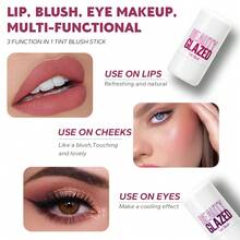 beauty glazed 3-In-1 Cream Blush Stick, Cream Contour Stick, Suitable For Cheeks, Lips And Eyes, Long-Lasting Waterproof Lightweight Blush Stick, Moisturizing And Smudge-Proof, Suitable For Women And Girls Cheek Makeup - #102 - View 7
