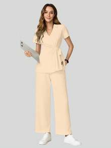 cimmuovere Bộ đồng phục y tá/nha sĩ/nha sĩ/bác sĩ nha khoa/chăm sóc sức khỏe/bệnh viện thú y/phòng thí nghiệm dành cho nữ, thích hợp mặc trong mùa xuân. - Màu Khaki - Xem 7