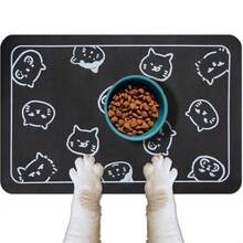 1 tấm lót thức ăn cho thú cưng in hình mèo, thích hợp cho mọi mùa, có thể dùng làm lót chuồng chó/mèo. - trái cam - View 5