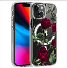 Funda de teléfono transparente de cobertura total compatible con Apple  14/15/16/17 Pro Max con diseño de flor de rosa - Transparente 1 - Ver 2
