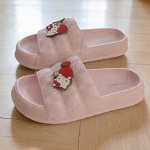 Miniso 三丽鸥 Hello Kitty 女士室内浴室拖鞋（尺码 35-36） - 舒适柔软材质，精致卡通徽章细节，防水设计，适用于浴室/卧室（1 双） - 粉色 - 查看 4