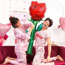 1pc Giant Red Rose Aluminum Foil Balloon, 59-Inch Square Foil Flower Balloon For Birthday, Wedding, Valentine'S Day, Shower, Party Decor, Anniversary, Proposal, Photo Booth, Romantic Surprise - No Electricity Needed - Red - View 6
