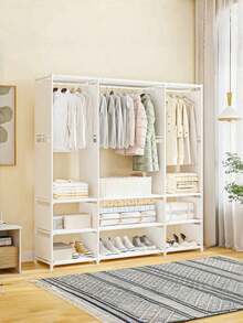 1件便携式衣柜，多功能时尚衣柜，防尘，独立展示，落地组装收纳架，储物柜，卧室客厅家居，节日礼物，圣诞礼物，儿童礼物 - 彩色 - 查看 18