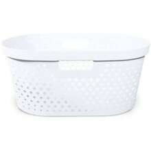 Clorox Cesta de lavandería de plástico, cesta portátil con asas, contenedor de almacenamiento resistente para recámara y guardería de bebé, 1 bushel, blanco(Blanco) - Multicolor - Ver 5