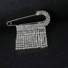 1件优雅流苏水钻胸针，可作开衫、毛衣、披肩、围巾夹饰配饰 - 銀色 - 查看 5