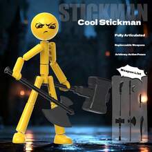 1pc 2026 New Cool Matchstick Man Assembled Building Blocks Doll, Articulated Action Figure Collectible Figurine, Gift For Men, Holiday/New Year Gift - Multicolor - View 8