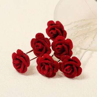 10pcs Rose Flower Hair Clips, Suitable For Women Hairstyles, Decorative Hair Accessories For Valentine's Day