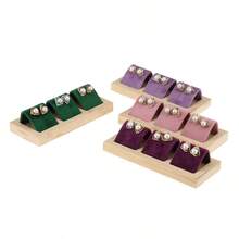 Bamboo And Wood Velvet Stud Storage Rack Jewelry Display Rack Earring Storage And Display Rack - 2 People - View 3