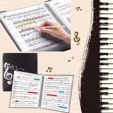 A4黑色螺旋乐谱活页夹，专业双面螺旋装订笔记本，20张/40页螺旋笔记本 | 防眩光，可调节插页标签，适用于钢琴、吉他、小提琴乐谱收纳，螺旋乐谱夹，音乐文件袋，学生礼物，防水，大容量，适合音乐课、演出、音乐练习