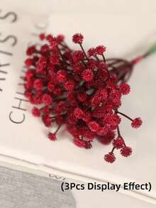 MEHELANY 6支仿真满天星花，8.67英寸勃艮第酒红色仿真满天星，塑料材质，逼真质感，适用于婚礼花束、桌面装饰、插花、节日装饰、室内/室外花园派对装饰，也是送给女友/妻子/老师的礼物。 - 秋紅色 - 查看 8