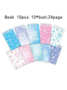 10pcs Snowflake Pattern Spiral Notebooks, Student Notebooks, Word Notebooks, Spiral Notebooks, Fabric Notebooks, Memo Pads, School Supplies, Student Prizes, Party Memo Books, Back To School Stationery, Christmas Memo Books - Multi Color Random - View 8