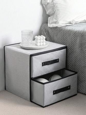 现代聚酯纤维床底收纳盒，带抽屉 - 防水多功能整理盒，可收纳衣物、内衣和床单 - 长方形，颜色随机 - 家居收纳 - 适用于卧室、衣柜、宿舍 - 理想的乔迁或搬家礼物