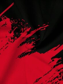 Conjunto de camiseta de cuello redondo de manga corta y pantalones estampados para hombre - Rojo - Ver 5