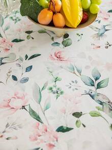 1 pieza Mantel con estampado de flores y pájaros de colores, mantel rectangular, estilo rústico para mesa de comedor en el hogar, lavable, apto para uso en el hogar, cocina, comedor, fiestas, picnics, citas, bodas, eventos temáticos, interior y exterior - Multicolor - Ver 3