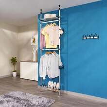 Telescopic Wardrobe System With Rods And Shelf Aluminium - Silver - View 6