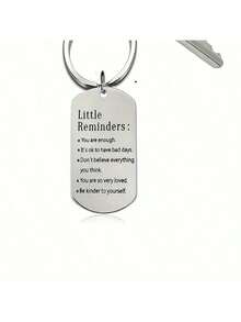 1pcs Stainless Steel Small Reminder Keychain Engraved With Inspirational Quotes For Women And Men Ideal Birthday Christmas Gift For Best Family Party Favors Pack - Silver - View 3