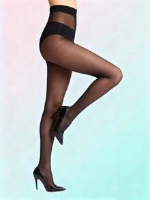 1-Pair Women's 20D Ultra-Solid Black Thigh High Socks - Disposable Minimalist High Stretch Skin-Like Snag-Resistant Hosiery, Breathable Spring Summer Daily Casual Dress Heel Boots Matching ACHR - màu đen - Xem 3