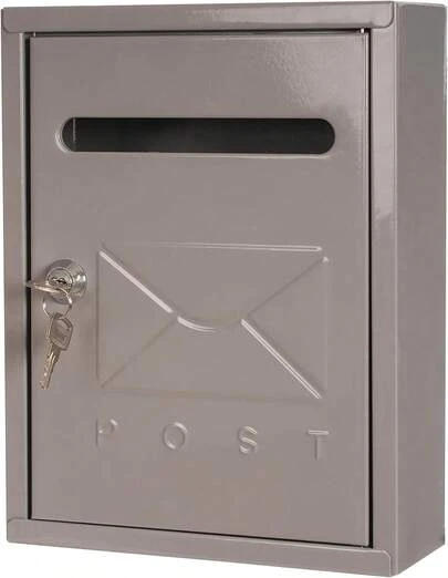 Buzon Correo para Exterior, Buzon Cartas Metálico para Anclaje en Pared Fachada, Buzon Individual con Cerradura de Llave para Cartes y Sobres, Color Negro, Blanco, Gris