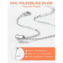 Initial Bracelet For Women Sterling Silver Heart Charm Bracelets Tiny Letter Pendant Hand Jewellery Adjustable 6....
