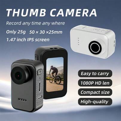 Thumb Camera: Action Camera,Ultra Portable, Equipped With A 1.47-Inch IPS Screen And 1080P High-Definition Lens, Providing High-Quality Recording Anytime, Anywhere, Making It An Ideal Choice For Convenient Mobile Shooting.