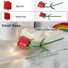 1560 - Piece Rose Bouquet Set: Artificial Flower Micro Mini Building Blocks In Bags. This Self - Assembling Toy Features Rich Colors, Fine Workmanship, And Diverse Styles. With Red, Pink, And Blue Roses Included, It's A Dream Choice For Flower - Art And Building - Block Enthusiasts. It Enhances Hand Dexterity, Spatial Thinking, And Patience, Making It Perfect For Home Decoration, Valentine's Day Gifts, And Couple Souvenirs. - Multi-colored [bagged] - View 17