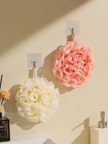 1pc Multi-Function 3-Finger Puff Bath Sponge, Ladies Bubble Bath Scrubber, 2-In-1 Exfoliating Bath Ball, Portable, Rich Lather, Exfoliating, Hanging Design, Sunflower Shape, Suitable For Daily Bathing, Hotels, Spas - Multicolor - View 3