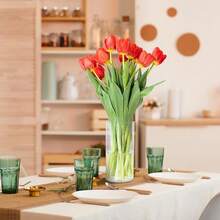 SUREAM Vases For Centerpieces, 7.8 Inch Tall Flower Vase, Plastic Vases For Flowers, Clear Cylinder Wide Vase For Wedding Centerpieces, Home Decorations, Office Organization, Candle Holders - 高 7.8 英寸 x 寬 3.9 英寸 - 查看 7