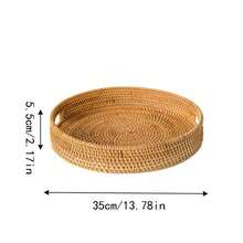 Juego de comedor/té de ratán tejido natural - Bandeja de servir de una sola pieza de ratán con asa, adecuada para cocina, comedor y ceremonia del té. Excelente para sostener tazas de té, frutas frescas, panes y aperitivos. - Naranja - Ver 10