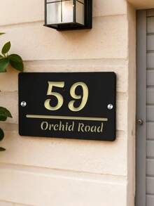 Customized Outdoor House Number Plate Personalized Acrylic Black House Number Sign Home Address Plaque Customizable Street Address Plate Wall Plaque, Housewarming Gift - Multicolor - View 5