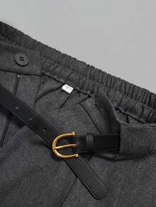 Quần ống rộng thanh lịch dành cho nữ, màu xám đậm, có thắt lưng, thích hợp cho việc đi làm và mặc hàng ngày, mùa xuân/hè. - Màu xám đen - Xem 8