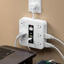 16-In-1 Power Strip With Switch & Surge Protection 12AC Outlets 3 USB 1 Type-C Ports Wall Outlet Extender For Office Home Travel US Plug Compatible - 查看 8