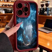 Funda de teléfono de moda, compatible con varios modelos de ,  y , diseño de paisaje de fantasía de cueva de hielo para fundas de teléfono, funda de protección para modelos de ,  y , regalo de funda de teléfono para pareja, regalo de vacaciones para novio o novia, este es un regalo popular para amigos o socios, adecuado para ocasiones de negocios. Duradera, resistente a las manchas y a las huellas dactilares, esta nueva funda para teléfono de hombres y mujeres es un gran regalo. - Café integral - Ver 5