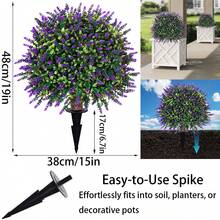 1 pezzo Arbusto topiario di bosso - Topiario artificiale per esterni - Pianta sempreverde a forma di palla, resistente ai raggi UV, per decorazione di portico, giardino, cortile, balcone - Viola - Visualizzare 4