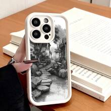 Funda de teléfono de moda, compatible con varios modelos de ,  y , funda de teléfono con diseño de camino de jardín en blanco y negro para modelos de ,  y , protector de teléfono, funda de pareja, regalo para novio o novia, presente de vacaciones, este es un regalo popular para amigos o socios, adecuado para ocasiones de negocios. Duradera, resistente a las manchas y a las huellas dactilares, esta nueva funda para teléfono de hombres y mujeres es un gran regalo. - Burdeos - Ver 4