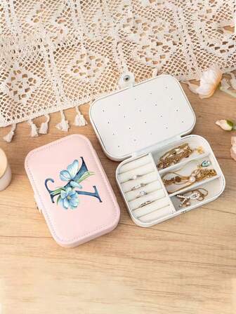 1 pieza Caja de almacenamiento de joyas con diseño de letra, se puede usar como caja para anillos, collares, aretes, organizador de joyas para mujeres, regalo de Navidad, regalo de cumpleaños, regalo para mamá, damas de honor o amigos