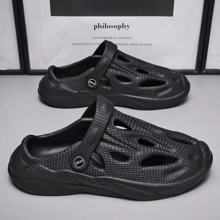 Men's Outdoor Casual Clogs Adjustable Strap Breathable Black Sandals - Black - View 1