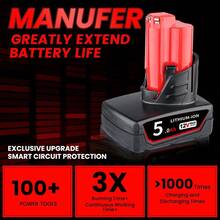 Replacement For Milwaukee M12 5.0Ah Lithium Battery 1Pack-2Packs Compatible With Milwaukee 12V Tools - Red + Black - View 7