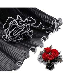 24/12yd Pearl Tulle Wrapping Paper, Bouquet Wrapping Tulle, DIY Gift Packaging, Ruffle Wave Tulle Floral Wrapping Paper, Gift Flower Wrapping Tulle, Suitable For DIY Valentine's Day Birthday Gift Decoration, Flower Shop Flower Packaging Supplies - Multicolor - View 7