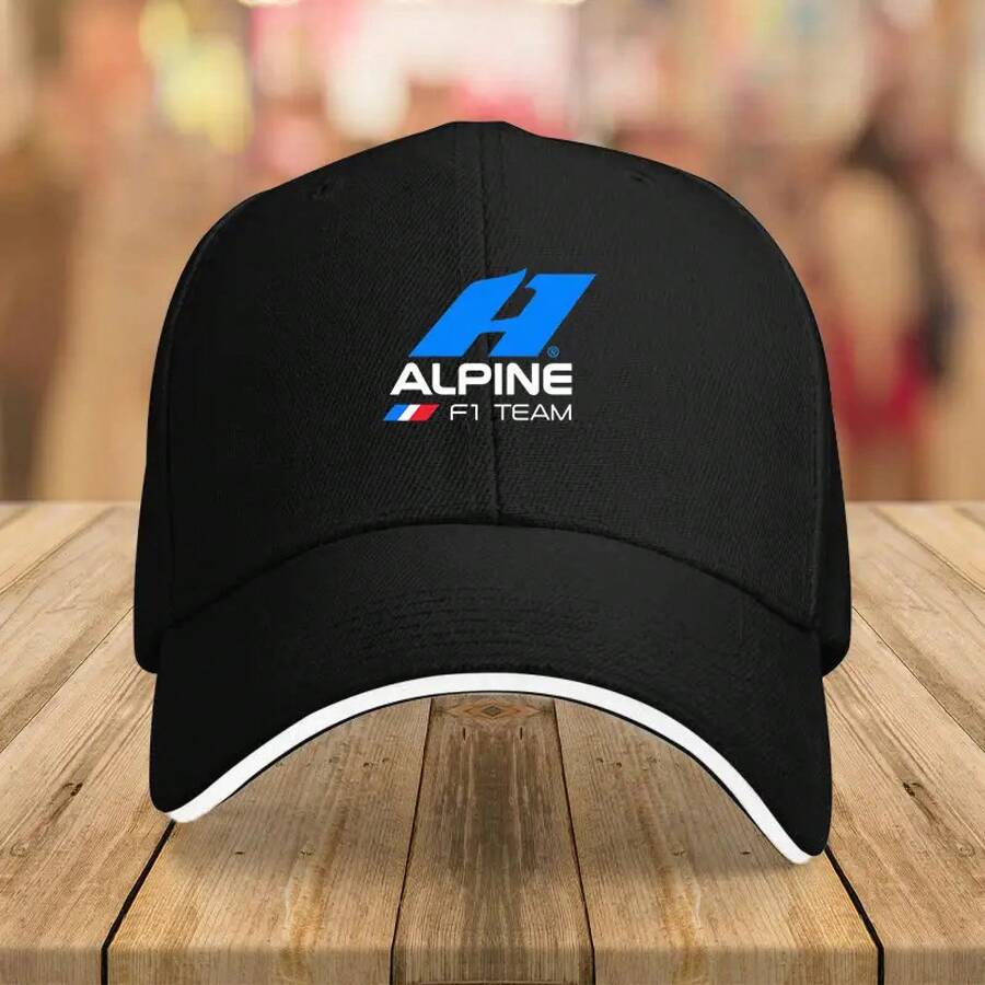 1pc Alpine F1 Team Official Baseball Cap - Black With Blue & White Logo, Adjustable Snapback, Lightweight Polyester, Casual Outdoor Sports Hat, Perfect Father'S Day Gift For Men & Women, Outdoor Headwear Sporty Cap Design Durable, Perfect Gift For Loved Ones, Friends, Family, Co-Workers, Fishing - 黑色 - 查看 1