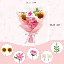 LAIDANLA Ramo de flores de ganchillo azul Crochet girasol margarita tulipan rosas regalo para mujeres aniversario graduacion dia de San Valentin cumpleaños ramos de flores de ganchillo para - Tulipán rosa, girasol - Ver 5