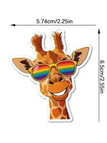 3/1pc Giraffe Wearing Sunglasses Sticker - Fun Sticker, Suitable For Laptop, Water Bottle, Etc.! A Perfect Gift For Animal Lovers, Teenagers, And Nature Enthusiasts. - Multicolor - View 4