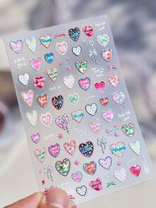 1 Peça Adesivos de Unhas Estampados, Adesivos de Unhas DIY Populares Doces e Meninas Quentes, Adesivos Auxiliares de Unhas com Coração Rosa, Suprimentos de Unhas - Multicolorido - Visão 5