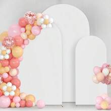 3 Pack Arch Backdrop Cover (7.2FT/6.6FT/6FT), White Wedding Arch Cover, Spandex Balloon Arch Cover, Round Top Chiara Backdrop Arch Cover For Wedding Ceremony, BabyShowe - 白色背景布 - 查看 4