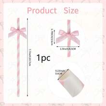 10/20/30/50/100支装粉色条纹蝴蝶结纸吸管，配缎带蝴蝶结，适用于婴儿派对、生日、婚礼、新娘送礼会、蝴蝶主题派对、青少年睡衣派对、派对装饰 - 粉色 - 查看 18