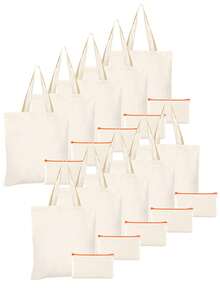 2pcs/Set, Large Capacity Lightweight Blank Tote Bag & Zipper Pouch Combo Set, Suitable For DIY Cross-Stitch, Embroidery, Painting, Heat Transfer Printing, Multi-Purpose Shopping Bag, Book Bag, Stationery Organizer, Ideal For School, Party, Gym, Camping, Holiday Celebrations, Gifts - Multicolor - View 21