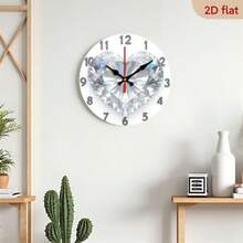 Elegant Heart Wall Clock With Large White Face & Black Hands - Precise Quartz Movement, Large Easy-To-Read Numbers, Bezel - Modern Round Wood Frame Living Room, Bedroom, Kitchen Decor - Luxury Accent Clock & Holiday Gifts - 10*10in - View 6